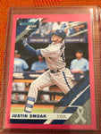 PINK SILVER RIBBON ** 2019 Donruss JUSTIN SMOAK #97 Toronto Blue Jays