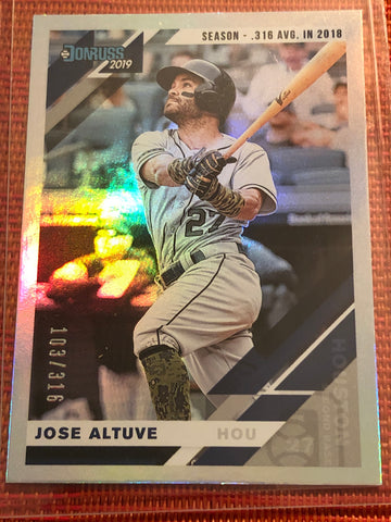 2019 DONRUSS JOSE ALTUVE SEASON STAT LINE BATTING AVG #70 AND SERIAL #'D /316