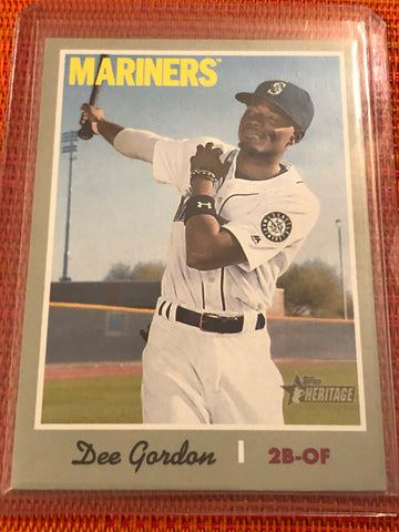 2019 Topps Heritage Purple Refractor Dee Gordon Mariners #449