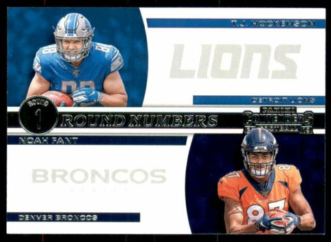 2019 Panini Contenders NFL 9 Noah Fant/T.J. Hockenson - Denver Broncos/Detroit Lions (Round Numbers Set)